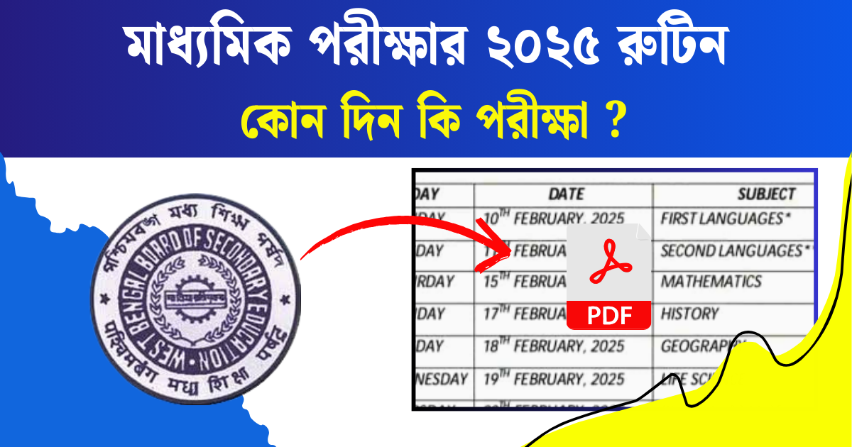 Madhyamik Exam 2025 Routine